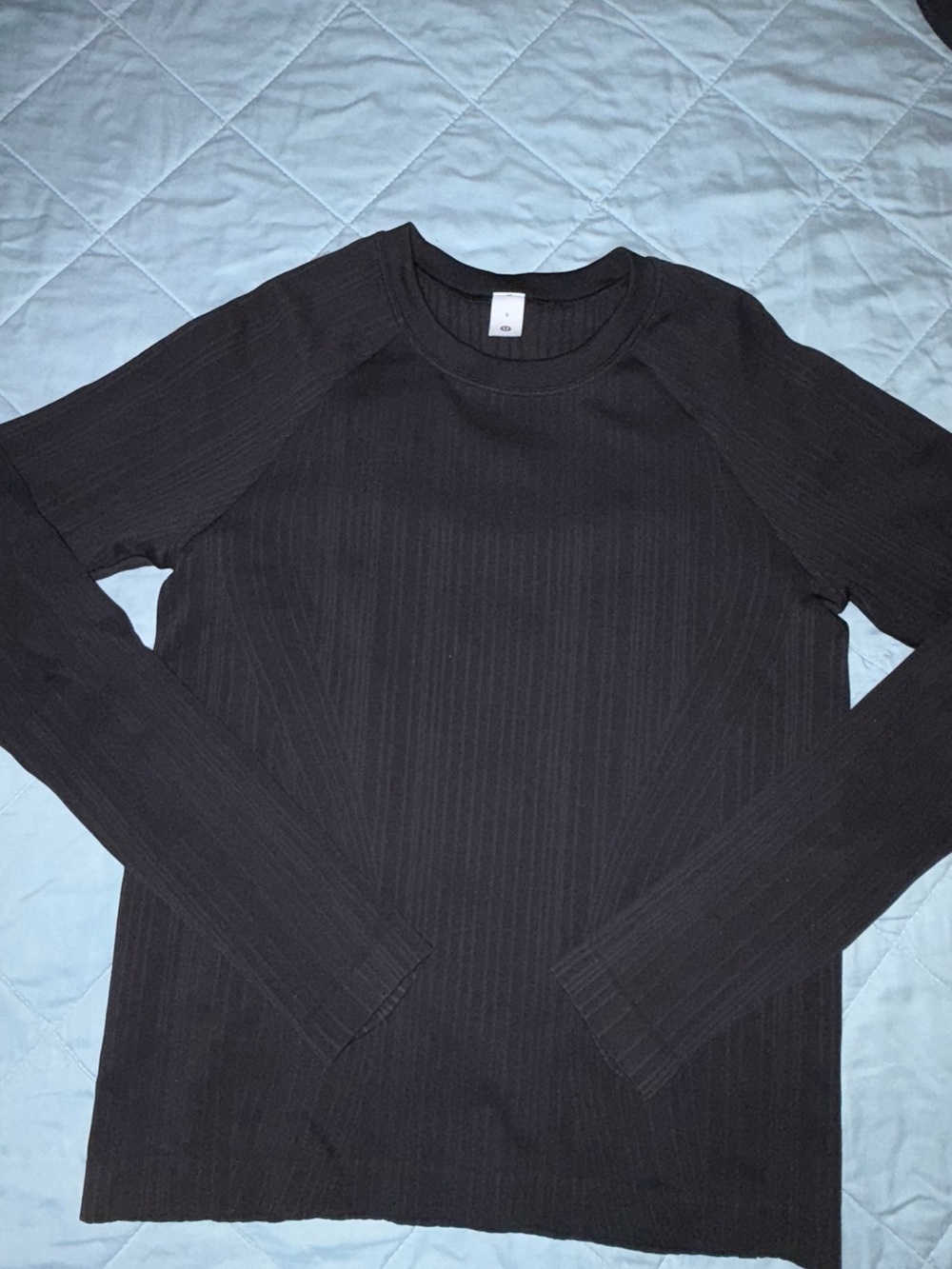 lululemon Black Ribbed Long Sleeve Thick Seamless Shirt